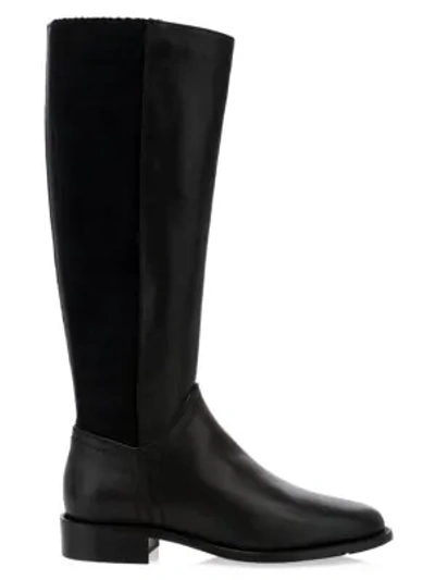 Shop Aquatalia Nia Knee-high Stretch-suede & Leather Boots In Black