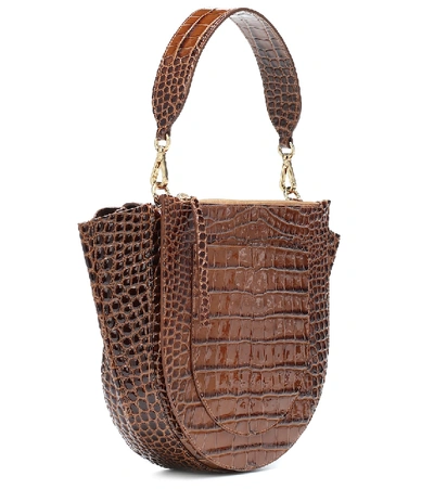 Shop Wandler Hortensia Medium Leather Shoulder Bag In Brown