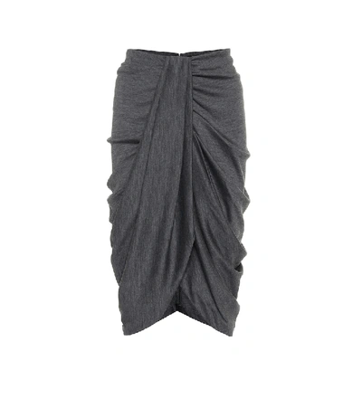 Shop Isabel Marant Datisca Wool And Cotton Midi Skirt In Grey