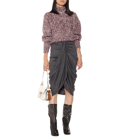 Shop Isabel Marant Datisca Wool And Cotton Midi Skirt In Grey