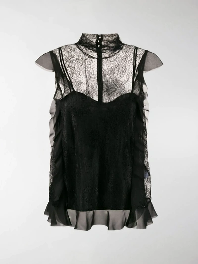 Shop Red Valentino Dentelle Fleurs Lace Top In Black