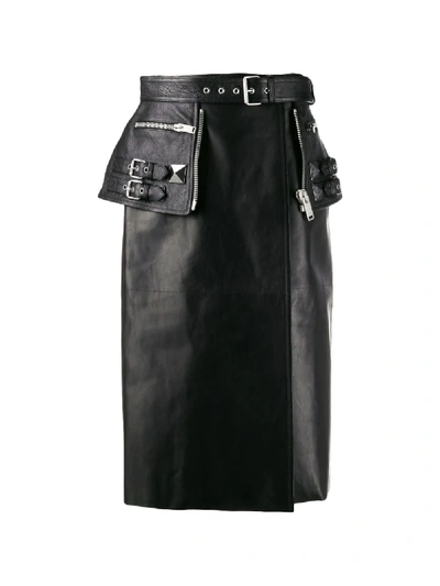 Shop Alexander Mcqueen Biker-style Midi Skirt In Black