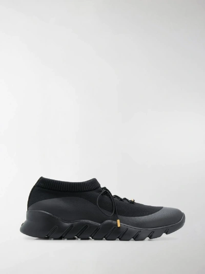 Shop Fendi Sock Style Low-top Sneakers In Black