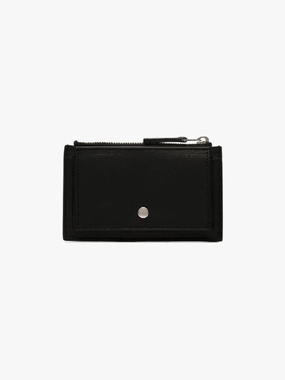 Shop Bottega Veneta Black Woven Leather Card Holder