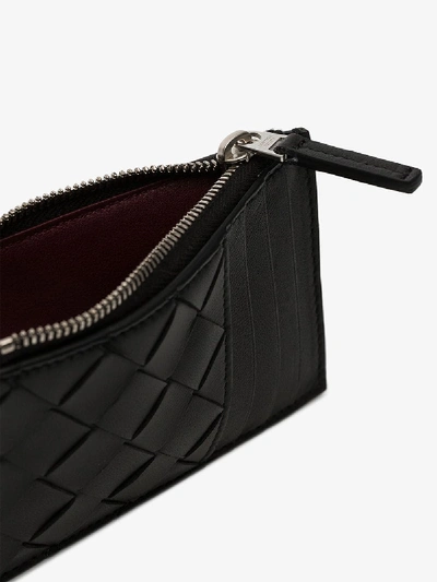 Shop Bottega Veneta Black Woven Leather Card Holder