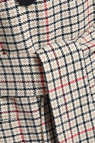 Shop Maje Gessia Checked Woven Trench Coat In Beige