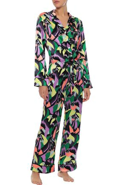 Shop Olivia Von Halle Woman Lila Printed Silk-charmeuse Pajama Set Multicolor