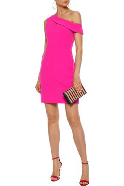 Shop Milly Woman Cressida One-shoulder Cady Mini Dress Bright Pink