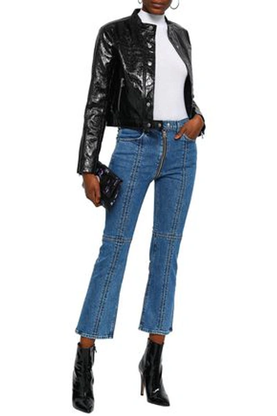 Shop Rag & Bone Cropped High-rise Bootcut Jeans In Mid Denim