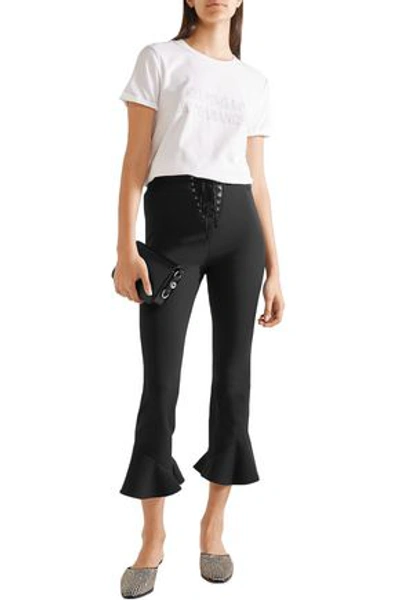 Shop Opening Ceremony William Cropped Lace-up Stretch-cady Bootcut Pants In Black