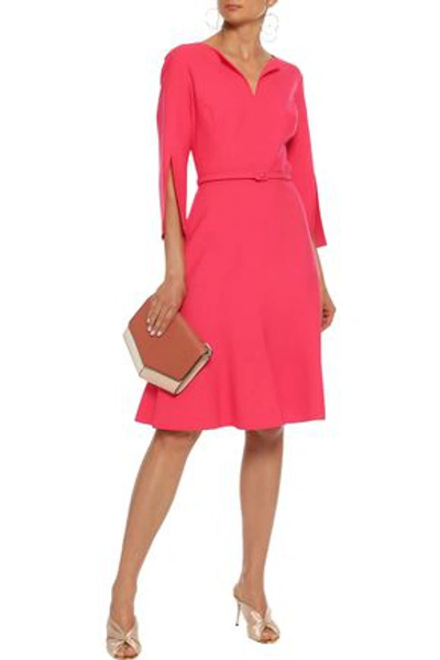 Shop Oscar De La Renta Woman Belted Wool-blend Dress Coral