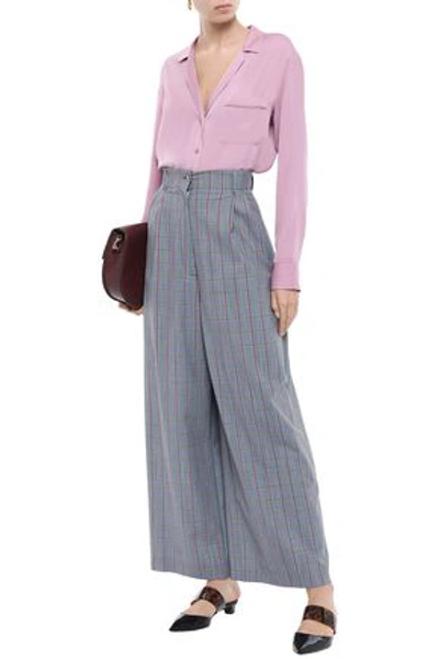Shop Stella Jean Checked Woven Wide-leg Pants In Anthracite