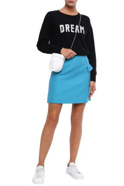 Shop Sandro Oro Ruffle-trimmed Cotton-blend Cady Mini Skirt In Light Blue