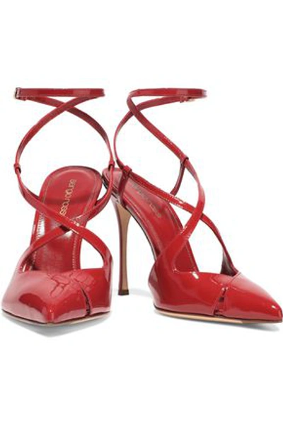 Shop Sergio Rossi Woman Bon Ton Patent-leather Pumps Crimson