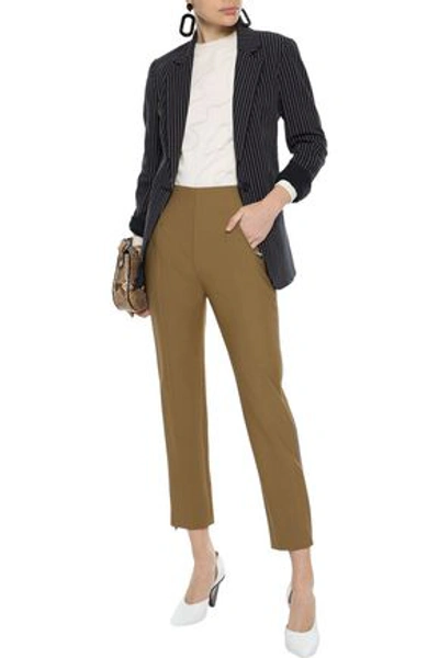 Shop Sonia Rykiel Cropped Zip-detailed Stretch-twill Slim-leg Pants In Camel