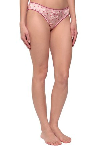 Shop Stella Mccartney Knickers Of The Weekend Set Of Two Printed Stretch-silk Satin Low-rise Briefs In Baby Pink