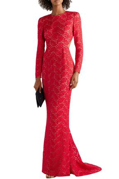 Shop Stella Mccartney Open-back Corded Lace Gown In Red