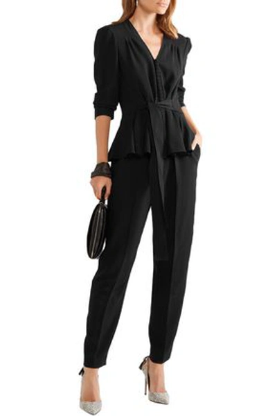 Shop Stella Mccartney Liliana Tie-front Cady Peplum Jumpsuit In Black
