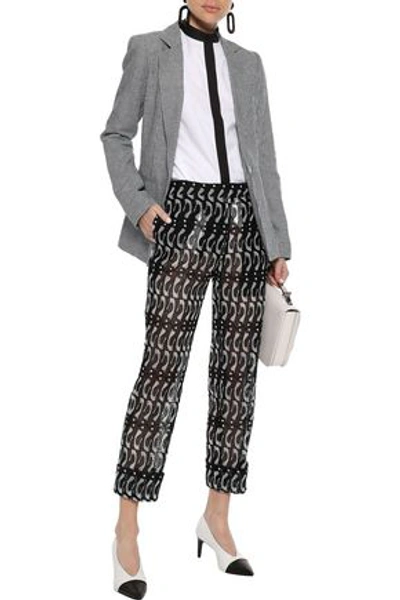 Shop Thom Browne Woman Guipure Lace Straight-leg Pants Black