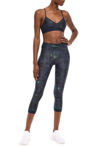 Shop The Upside Andie Mesh-paneled Printed Stretch Sports Bra In Anthracite