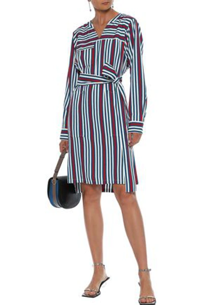Shop Derek Lam Belted Striped Twill Shirt Dress In Multicolor