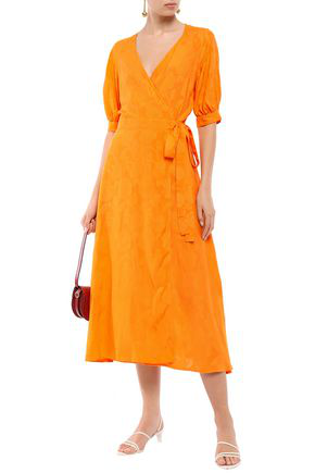 Perseverance Fil Coupé Woven Midi Wrap Dress In Marigold | ModeSens
