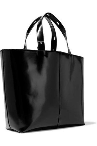 Shop Kara Betty Large Glossed-leather Tote In Black