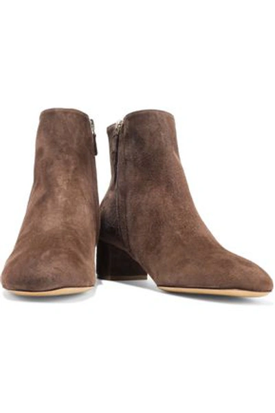 Shop Mansur Gavriel Suede Ankle Boots In Chocolate