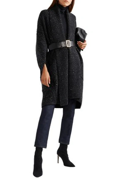 Shop Akris Asymmetric Cashmere And Wool-blend Cardigan In Black