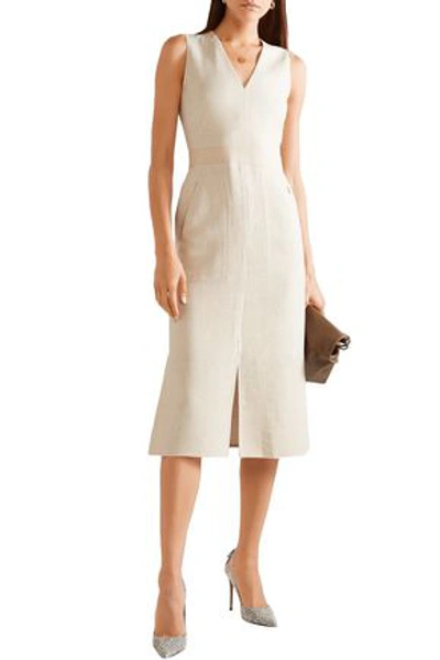 Shop Akris Woman Linen And Wool-blend Midi Dress Beige