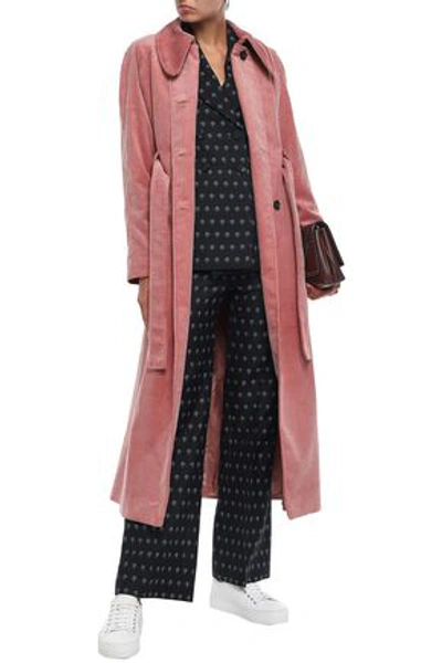 Shop Alexa Chung Double-breasted Cotton-corduroy Trench Coat In Antique Rose