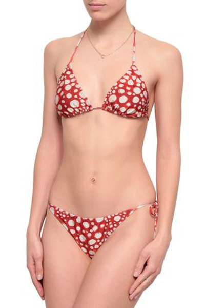 Shop Adriana Degreas Woman Polka-dot Triangle Bikini Brick