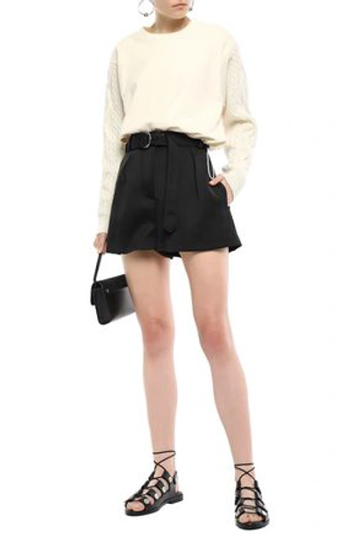 Shop 3.1 Phillip Lim / フィリップ リム Belted Pleated Satin-crepe Shorts In Black