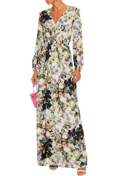 Shop Adam Lippes Woman Pleated Floral-print Silk-crepe Maxi Dress Multicolor
