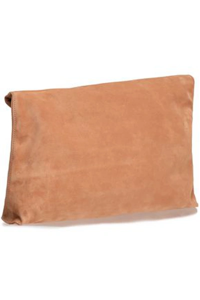 Shop Ann Demeulemeester Leather-trimmed Suede Clutch In Blush