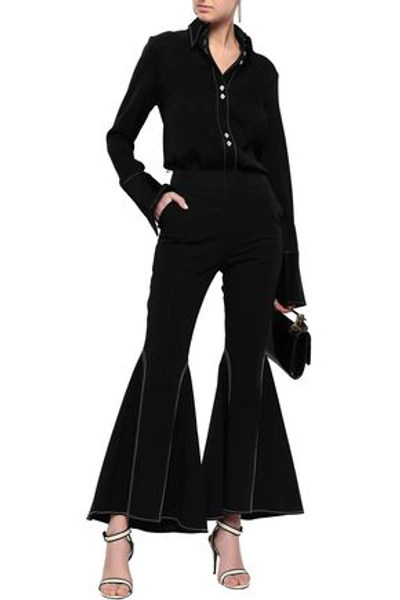 Shop Beaufille Aldra Stretch-cotton Flared Pants In Black