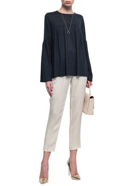 Shop Brunello Cucinelli Cashmere And Silk-blend Sweater In Anthracite