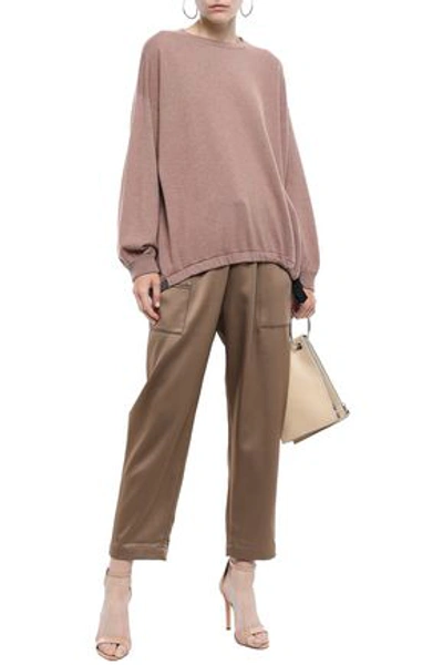 Shop Brunello Cucinelli Woman Bead-embellished Cashmere Sweater Antique Rose
