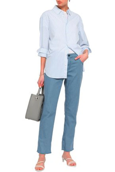 Shop Brunello Cucinelli Woman Cropped Mid-rise Straight-leg Jeans Light Blue
