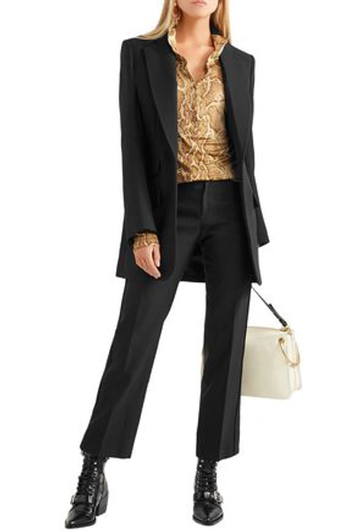 Shop Chloé Woman Wool-blend Straight-leg Pants Black