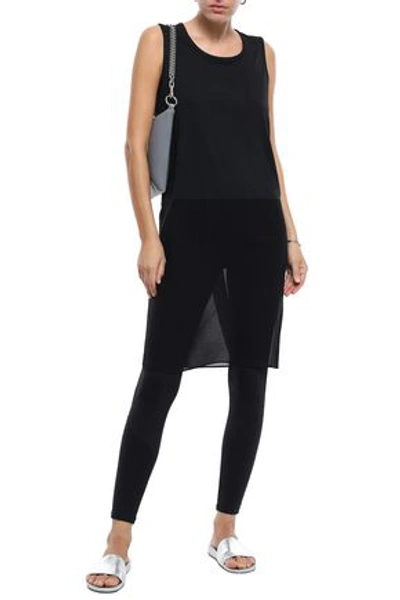 Shop Dkny Woman Paneled Crepe And Georgette Top Black