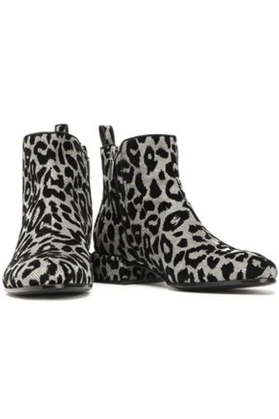 Dolce & Gabbana Chelsea Ankle Boots In Color-changing Leopard Fabric In Silver Black