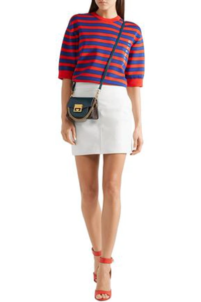 Shop Givenchy Embellished Leather Mini Skirt In Off-white