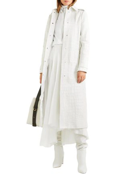 Shop Gabriela Hearst Woman Silveira Croc-effect Leather Trench Coat White