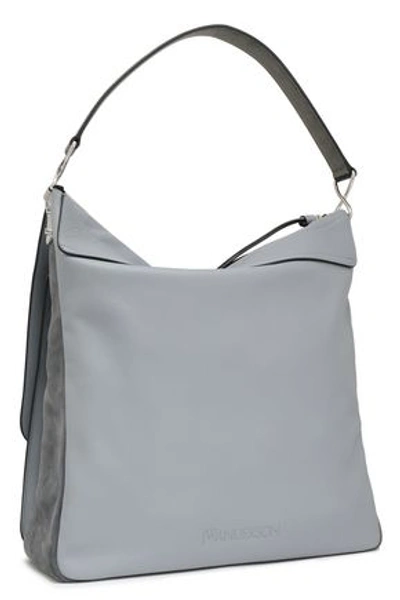 Shop Jw Anderson Disc Hobo Leather And Suede Shoulder Bag In Stone