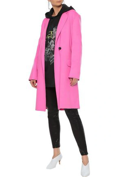 Shop Helmut Lang Woman Wool And Cashmere-blend Felt Coat Bright Pink