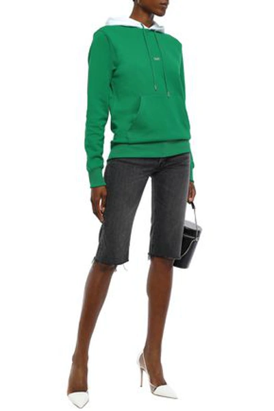 Shop Helmut Lang Woman Taxi Printed French Cotton-terry Hoodie Green