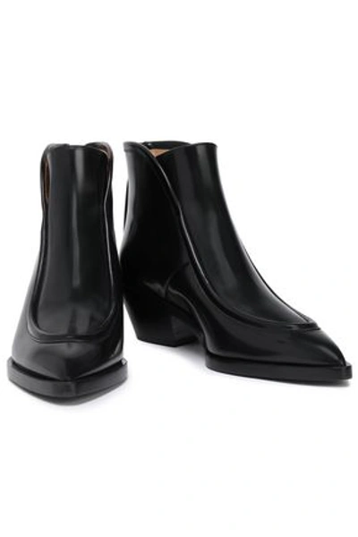 Shop Jil Sander Glossed-leather Ankle Boots In Black