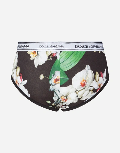 Shop Dolce & Gabbana Cotton Jersey Brando Briefs With Orchid Print In Floral Print