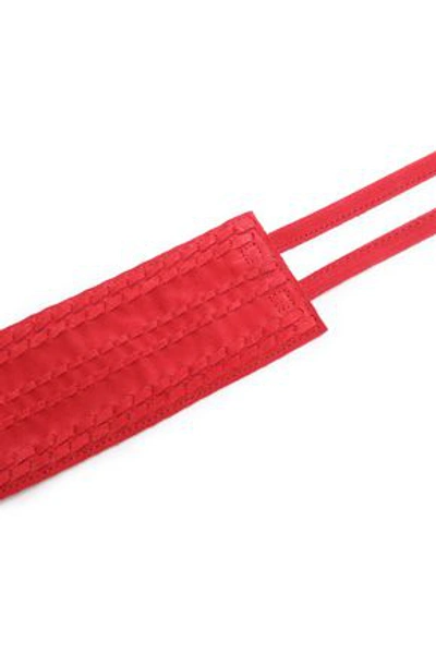 Shop Maje Tassel-trimmed Braided Suede Belt In Red